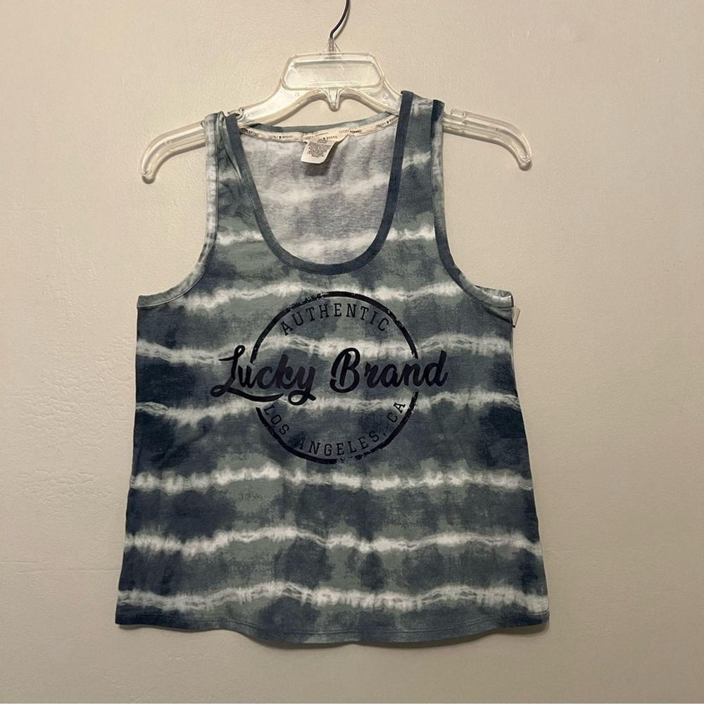 Lucky Brand Tie Dye Blue Grey Tank Top Authentic Loa Angeles Large
